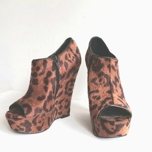Open Toe Leopard Platform Bootie